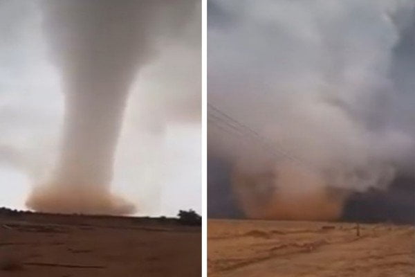 إعصار قمعي عملاق يضرب شمال شرق حائل شاهد