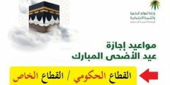 موعد إجازة عيد الأضحى 2022 السعودية للقطاع الحكومي والخاص والبنوك
